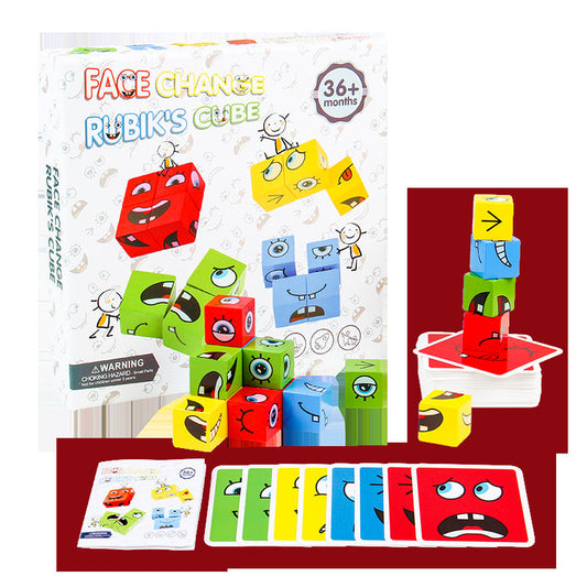 Fun Learning with Cartoon Face Changing Cubes and Wooden Puzzles for Kids